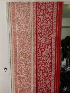 Echo Silk blend Floral Border Scarf in Red and Peach